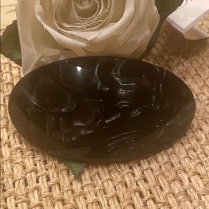 Black, Grey Oval hair clip . Made in France.